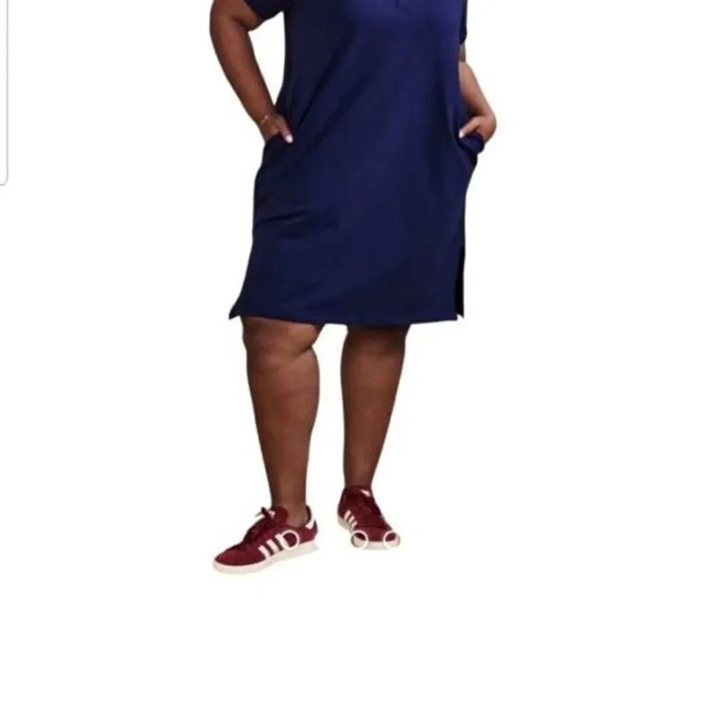 NWT Universal Standard Varsity French Terry Polo Dress in Cenote sz S (14-16)